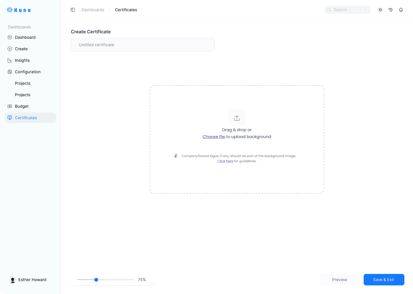 Certificate builder - save as template
