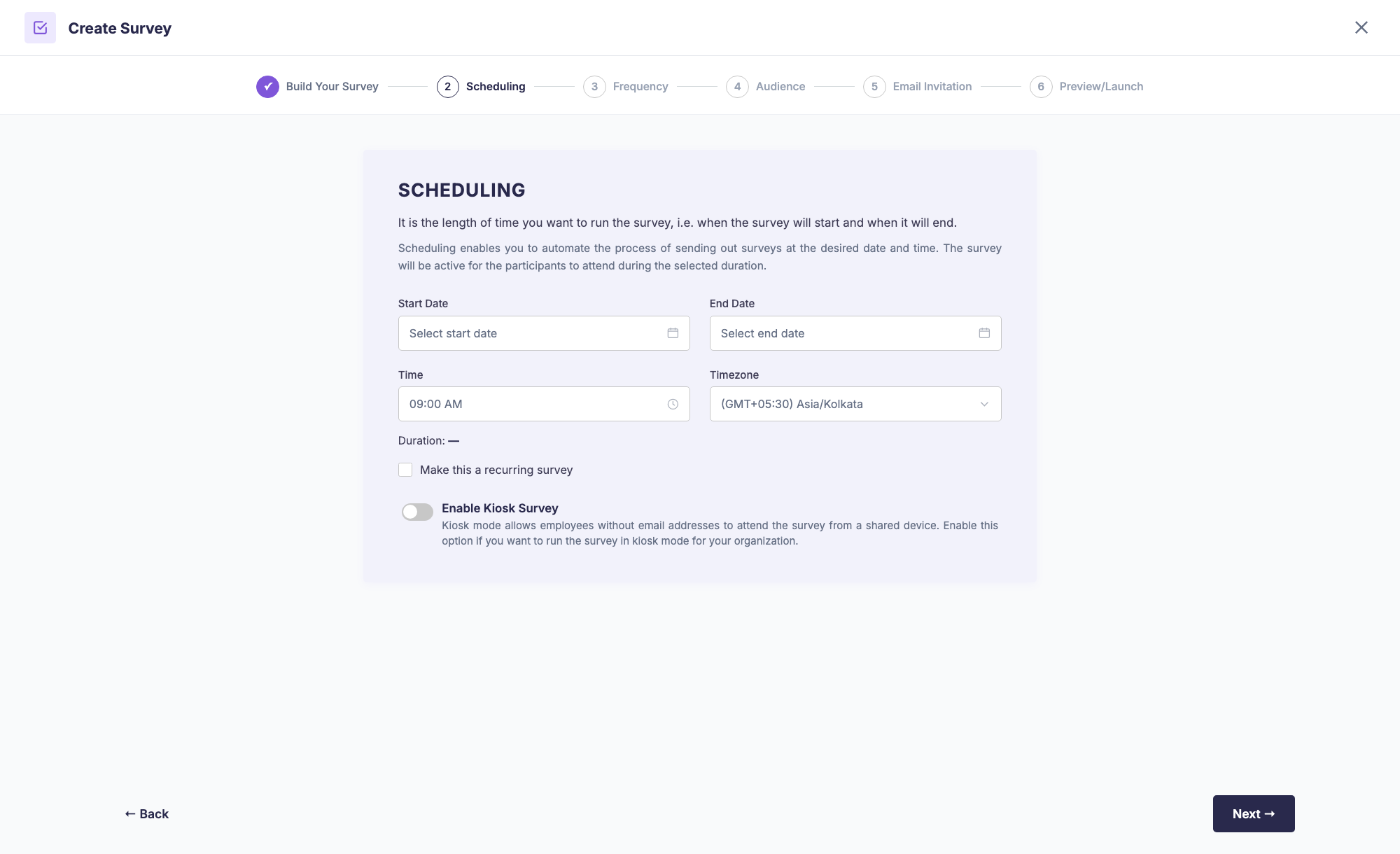 Scheduling step before the redesign - grey dialog with a wall of text