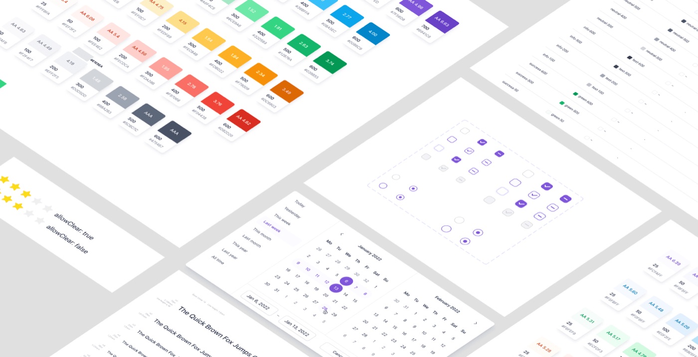 Design system - tokens, components, contrast ratios